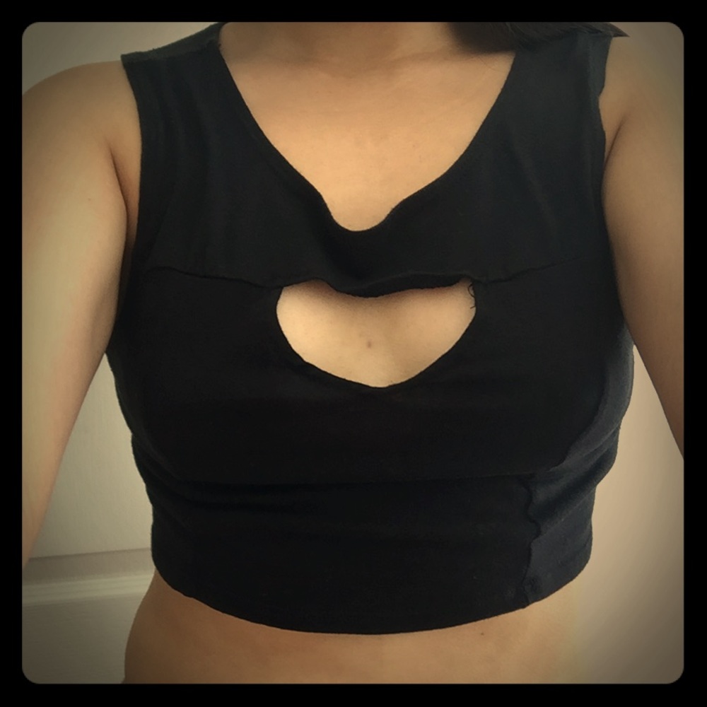 Black crop top with keyhole